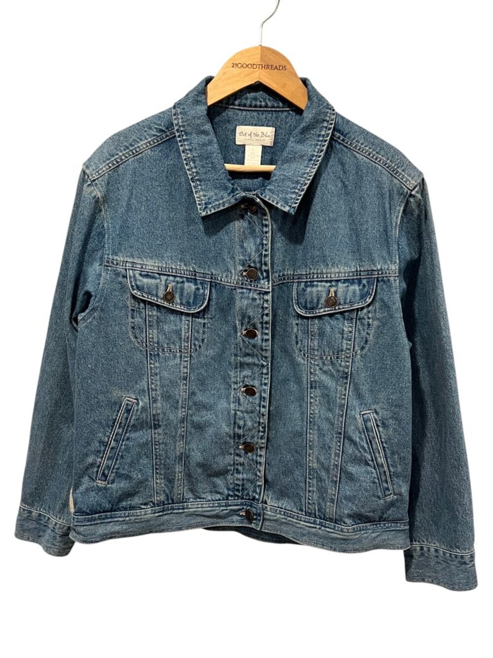 J Jill Out of the Blue Jean Jacket with Rib Knit Back, L